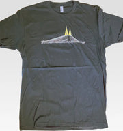 black t shirt featuring the skyway bridge in st. pete st. petersburg locally made shirt