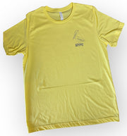 Yellow T shirt featuring pelican next to an island in tampa bay - Keepin It Local - Locally Made