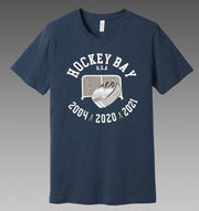 Navy blue hockey bay tampa bay hockey inspired shirt featuring the tampa and st. pete st. petersburg skyline - locally made t shirt