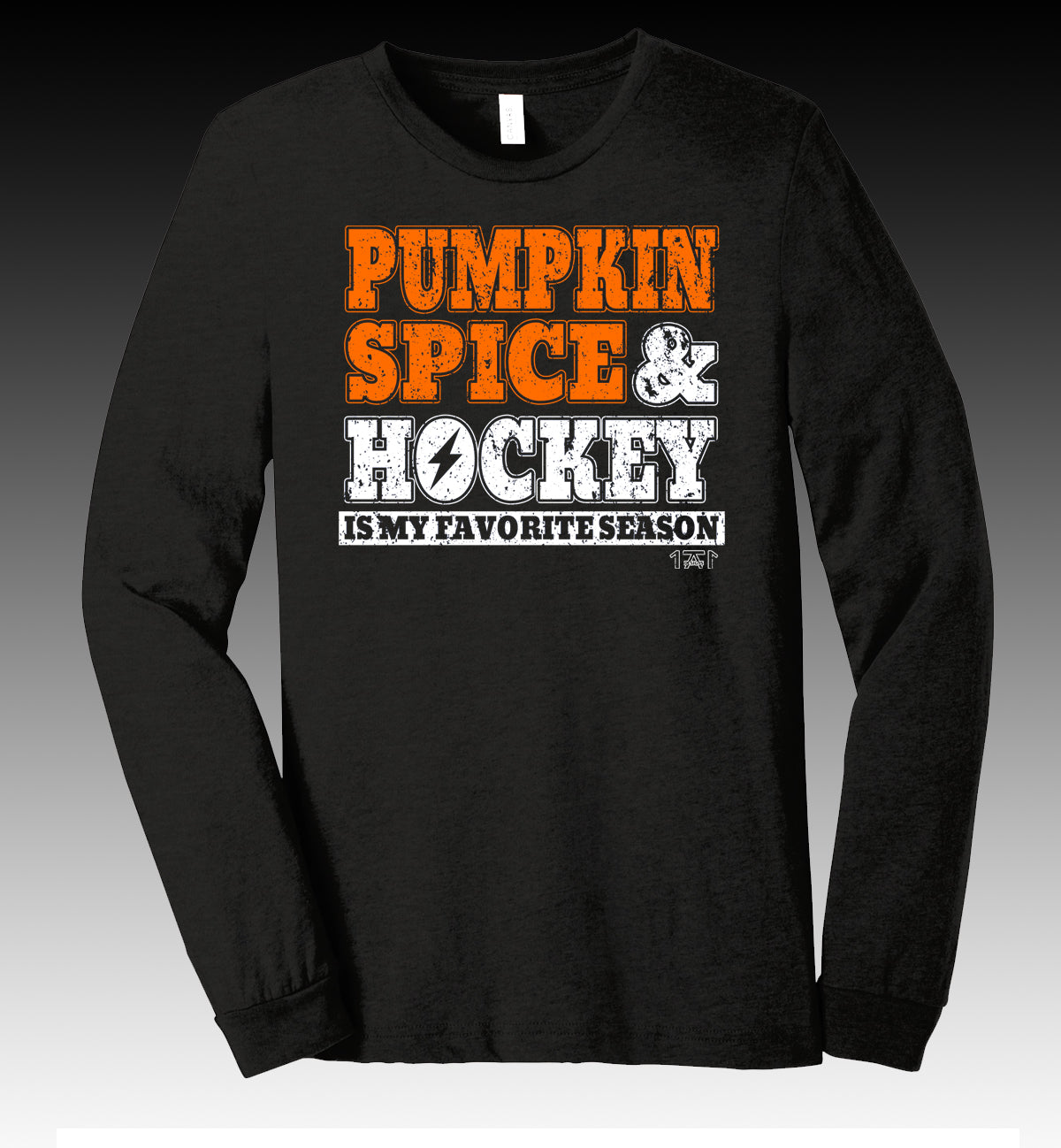 black shirt featuring october pumpkin spice latte and hockey locally made shirt in st. pete st. petersburg