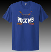 blue shirt featuring sonya bryson team Puck MS Fundraising for multiple Sclerosis - locally made 
